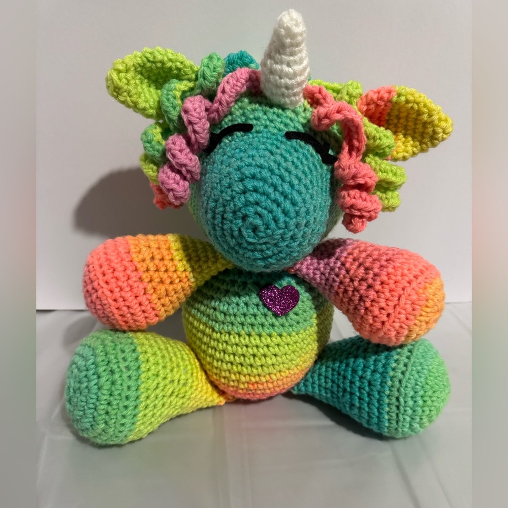 Colorful Rainbow Crochet Unicorn Plush Toy Plushie Handmade by me,  amigurumi